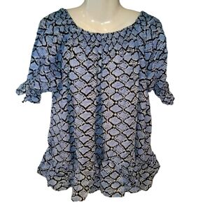 lani lau indigo dress or cover-up blue black white python print size small mediu